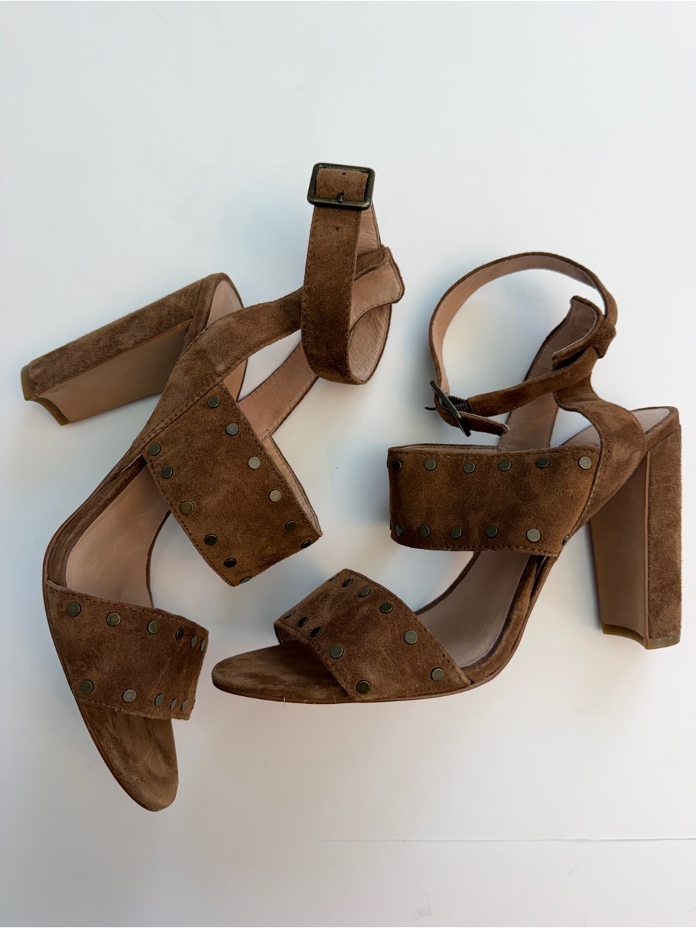 Madewell The Octavia Stud Sandal in Brown Suede, Size 8.5